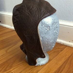 Women’s Brown Leather Aviator Cap - Classic Winter Hat